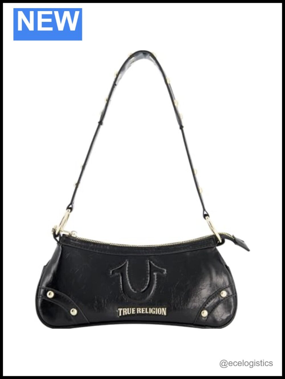 Mini Satchel Shoulder Bag with Gold Hardware and Horseshoe Logo